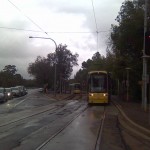 South Terrace Trams 106 waiting at the lights headed for Victoria Square South Terrace tram 106 waiting at the lights bound for Victoria Square