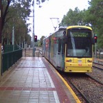 Tram 102 departing South Terrace for Glenelg Tram 102 departing South Terrace for Glenelg