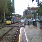 Tram leaving South Terrace for City Tram departing South Terrace bound for Victoria Square
