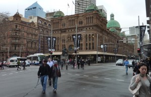 Scramble Crossing Intersection Outside QVB Sydney Scramble Crossing George/ Park/ Druitt Streets Outside QVB Sydney