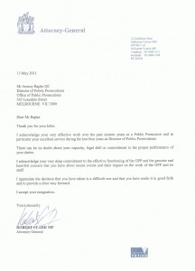Letter From VIC Attorney General Robert Clark Letter From VIC Attorney General Robert Clark
