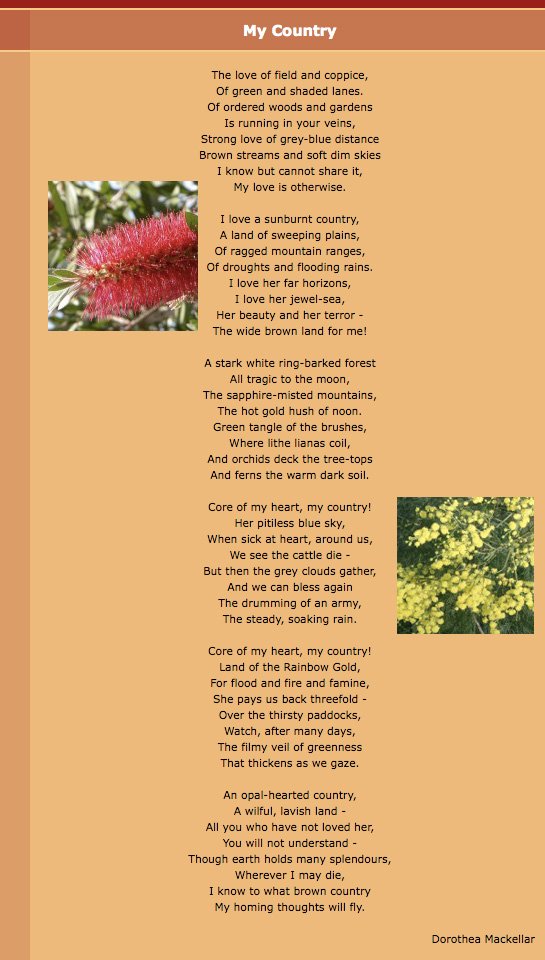 My Country, Dorothea Mackellar